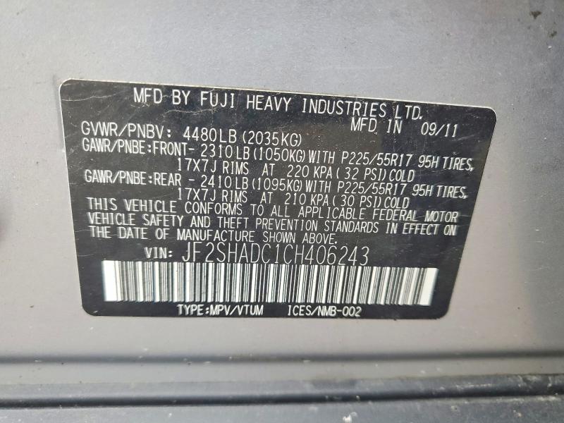 Продажа на аукционе авто 2012 Subaru Forester, vin: JF2SHADC1CH406243, номер лота: 53420506