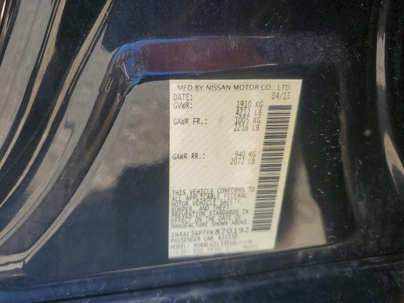 2015 Nissan Altima მანქანა იყიდება აუქციონზე, vin: 1N4AL3AP7FN870192, აუქციონის ნომერი: 52893256