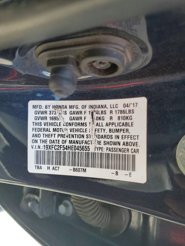 Aukcja sprzedaży 2017 Honda Civic, vin: 19XFC2F54HE045655, numer aukcji: 54178786