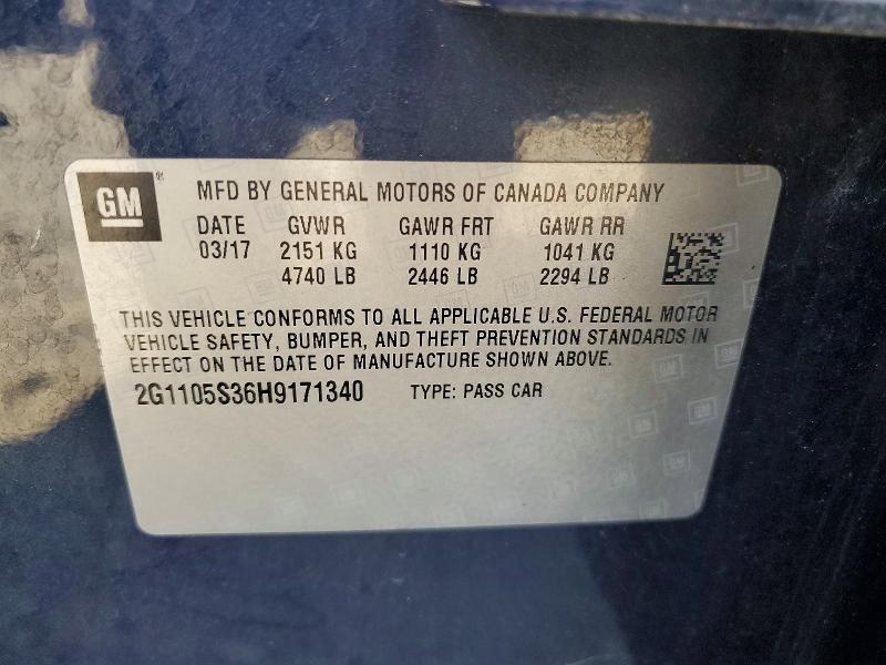 Продаж на аукціоні авто 2017 Chevrolet Impala, vin: 2G1105S36H9171340, номер лоту: 52769676
