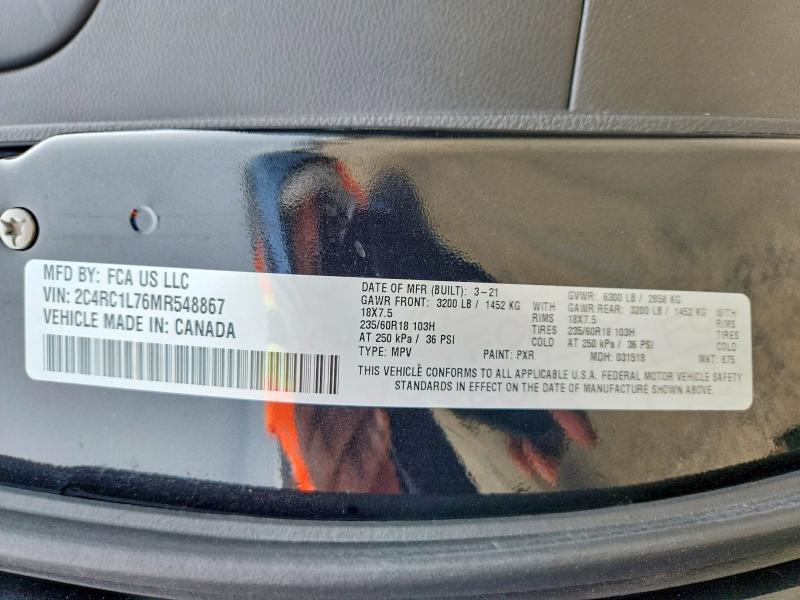 Продаж на аукціоні авто 2021 Chrysler Pacifica, vin: 2C4RC1L76MR548867, номер лоту: 51909536