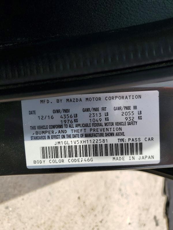 Продажа на аукционе авто 2017 Mazda 6, vin: JM1GL1V5XH1122581, номер лота: 52405936