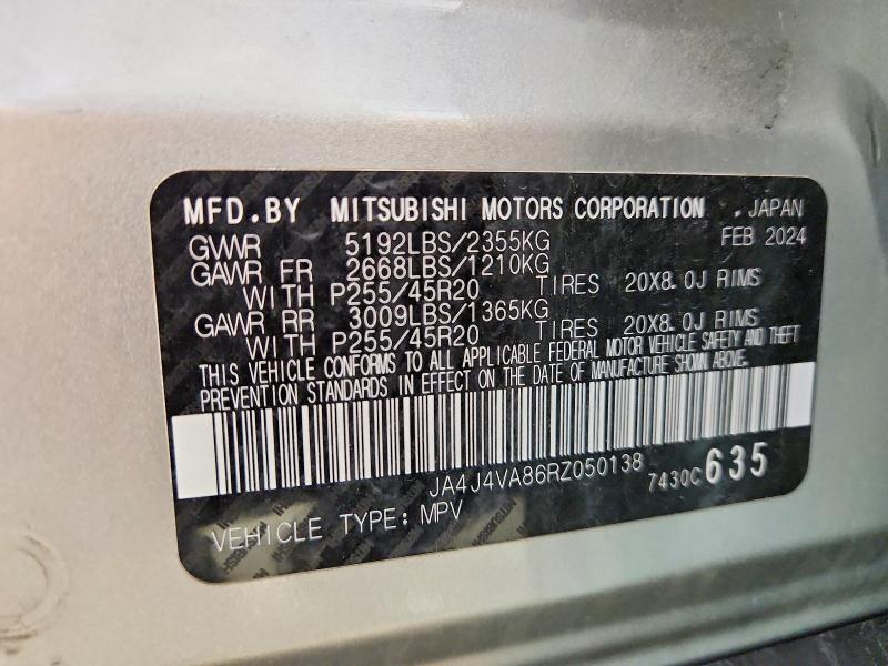 Aukcja sprzedaży 2024 Mitsubishi Outlander, vin: JA4J4VA86RZ050138, numer aukcji: 52409096