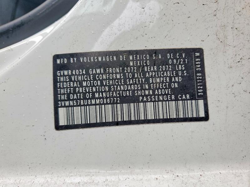 Продажа на аукционе авто 2021 Volkswagen Jetta, vin: 3VWN57BU8MM086772, номер лота: 54953426