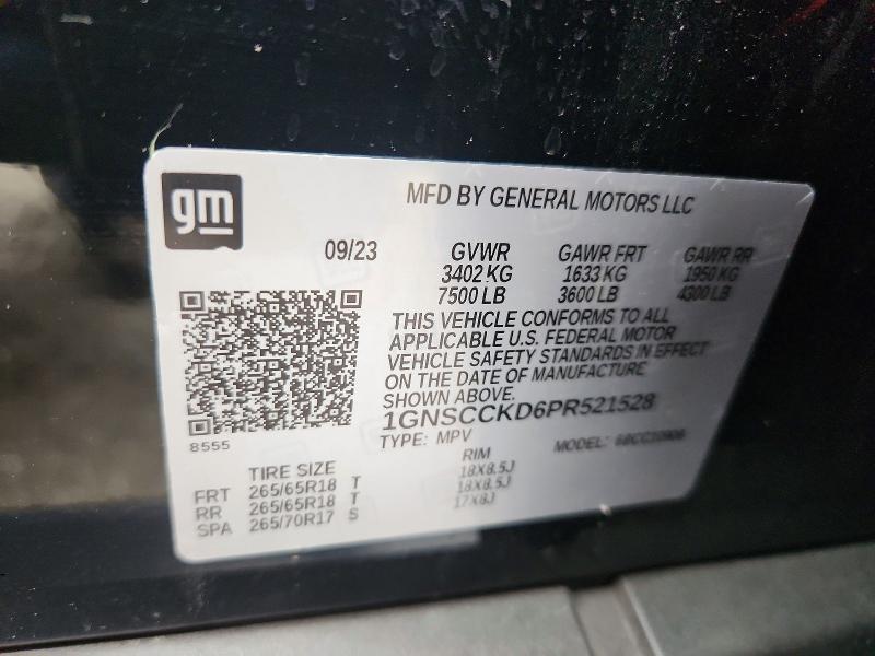 Aukcja sprzedaży 2023 Chevrolet Suburban, vin: 1GNSCCKD6PR521528, numer aukcji: 53621076