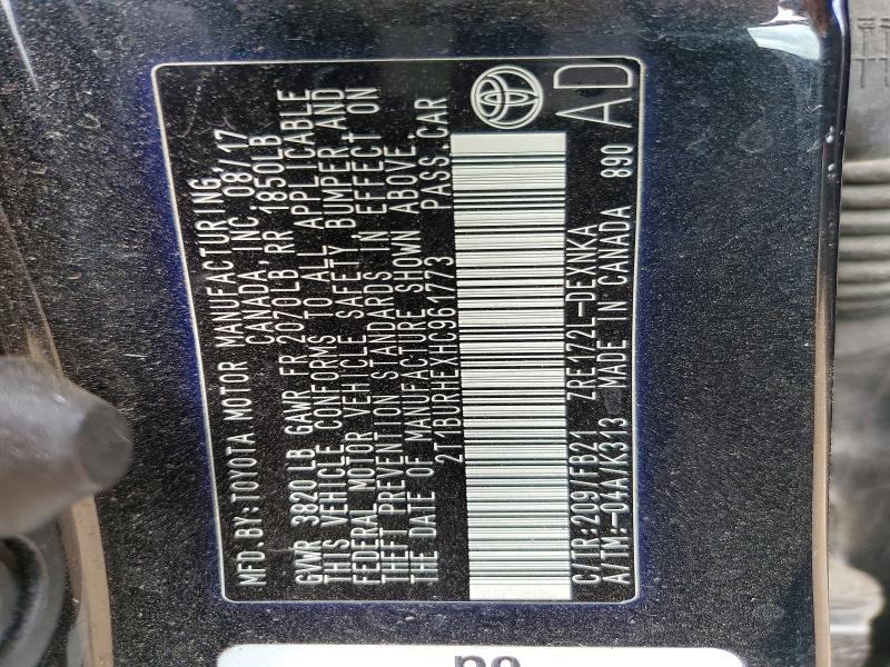 Aukcja sprzedaży 2017 Toyota Corolla, vin: 2T1BURHEXHC961773, numer aukcji: 53817416
