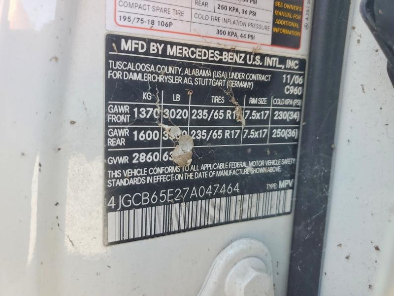 54096006 :رقم المزاد ، 4JGCB65E27A047464 vin ، 2007 Mercedes-benz R مزاد بيع