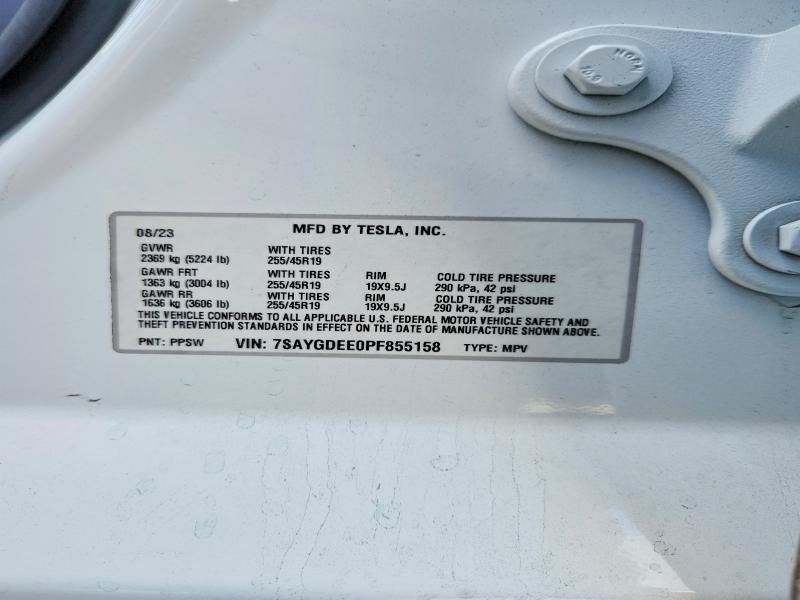 Aukcja sprzedaży 2023 Tesla Model Y, vin: 7SAYGDEE0PF855158, numer aukcji: 52711316