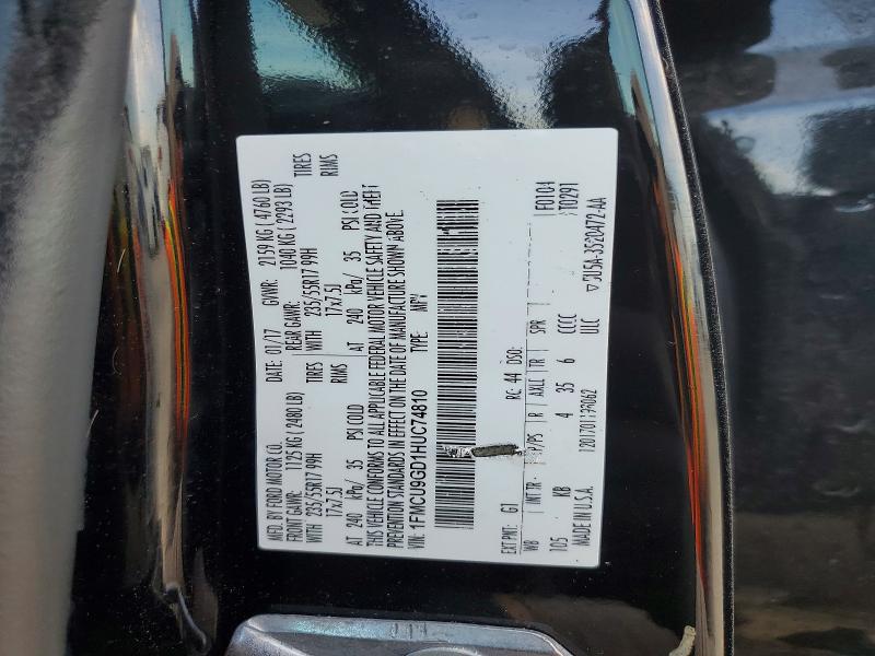 53838556 :رقم المزاد ، 1FMCU9GD1HUC74810 vin ، 2017 Ford Escape مزاد بيع