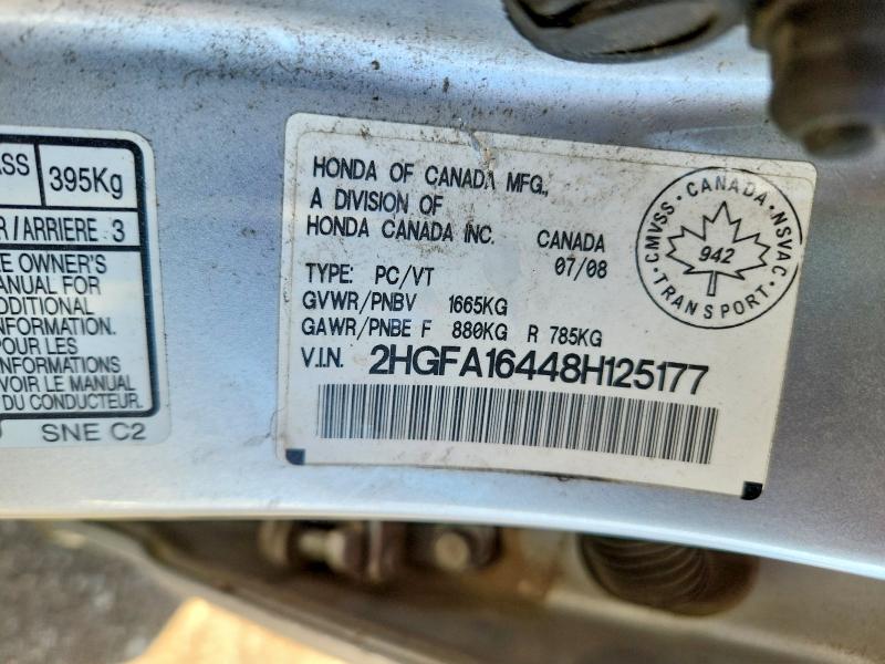 Продажа на аукционе авто 2008 Honda Civic, vin: 2HGFA16448H125177, номер лота: 54461666