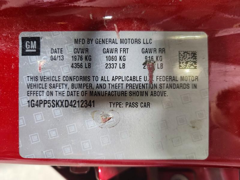 52322616 :رقم المزاد ، 1G4PP5SKXD4212341 vin ، 2013 Buick Verano مزاد بيع