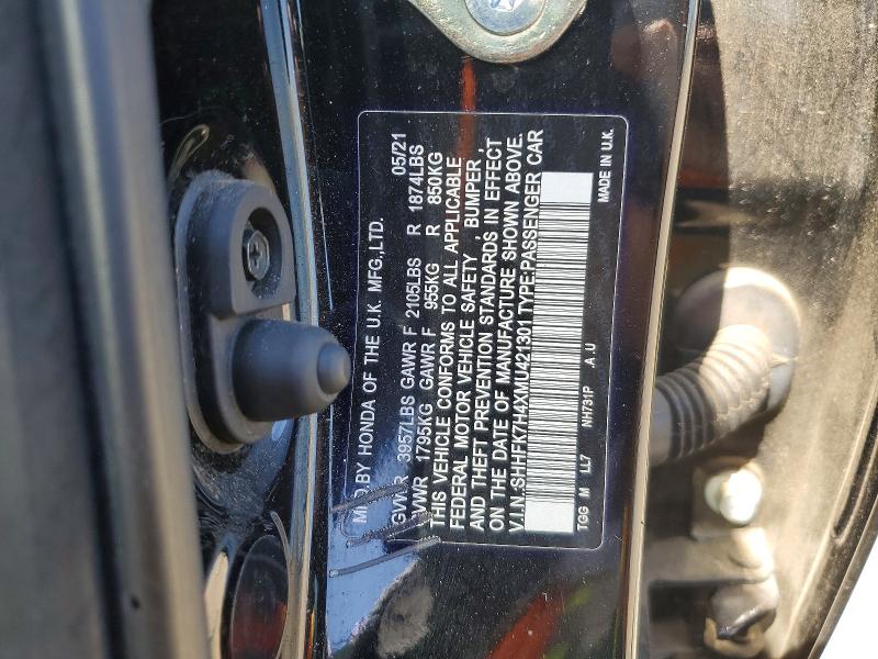 2021 Honda Civic მანქანა იყიდება აუქციონზე, vin: SHHFK7H4XMU421301, აუქციონის ნომერი: 52912336