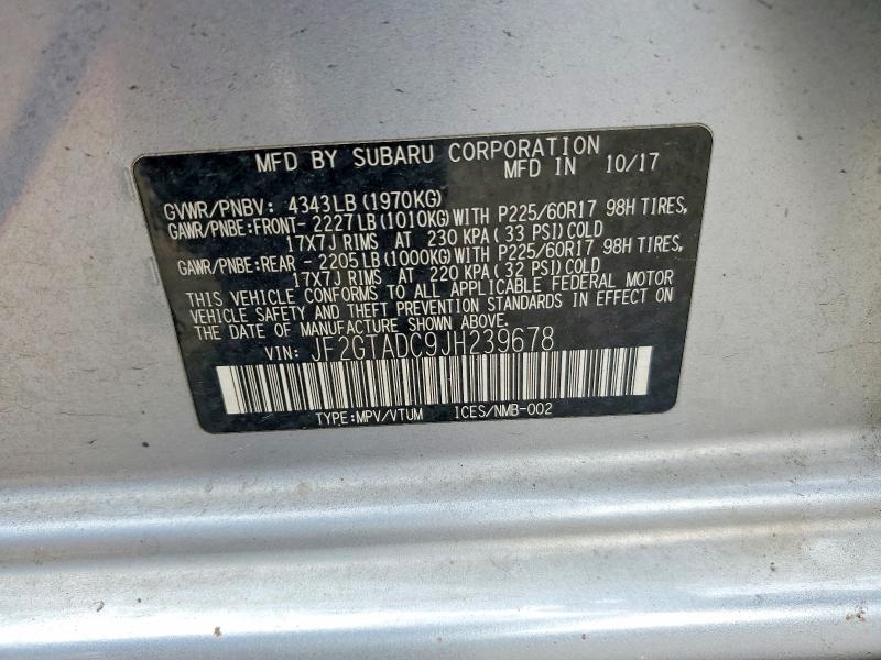 Aukcja sprzedaży 2018 Subaru Crosstrek, vin: JF2GTADC9JH239678, numer aukcji: 52415226