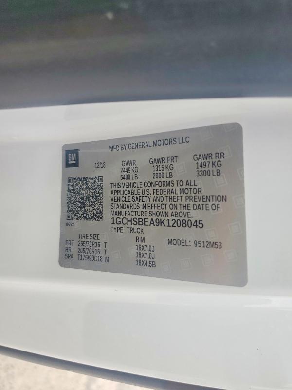 53423266 :رقم المزاد ، 1GCHSBEA9K1208045 vin ، 2019 Chevrolet Colorado مزاد بيع
