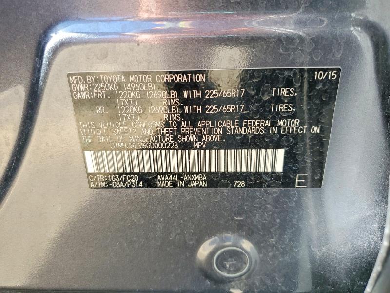 2016 Toyota Rav4 Hv მანქანა იყიდება აუქციონზე, vin: JTMRJREV6GD000228, აუქციონის ნომერი: 53652586
