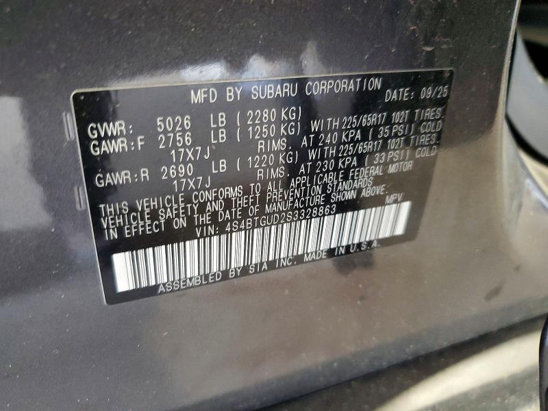 Продажа на аукционе авто 2025 Subaru Outback, vin: 4S4BTGUD2S3328863, номер лота: 54445866