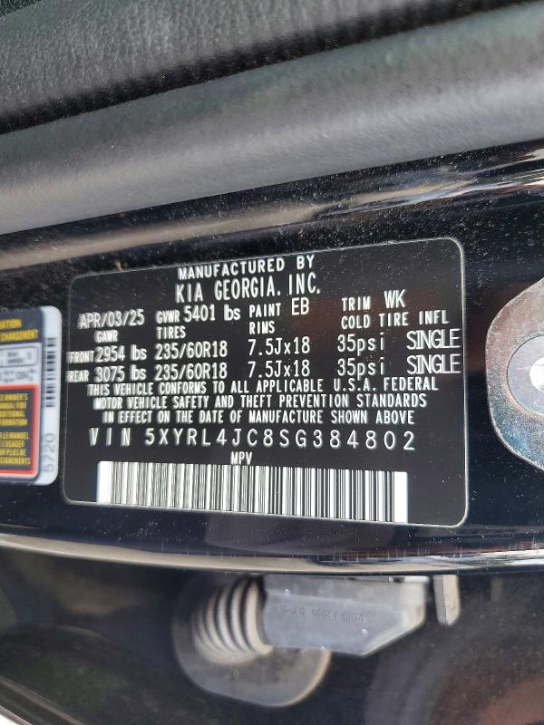 Продажа на аукционе авто 2025 Kia Sorento, vin: 5XYRL4JC8SG384802, номер лота: 53985946