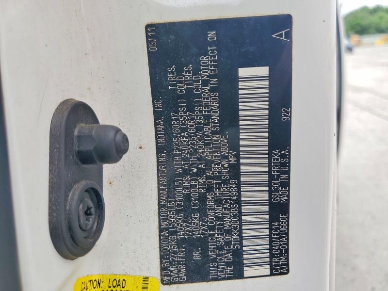 Aukcja sprzedaży 2011 Toyota Sienna, vin: 5TDKK3DC3BS149849, numer aukcji: 55385786