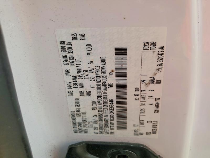 Aukcja sprzedaży 2016 Ford F150, vin: 1FTMF1C81GKE59446, numer aukcji: 55036196