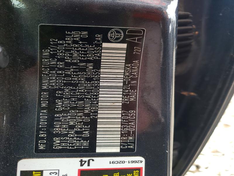 53741736 :رقم المزاد ، 2T1BU4EE8DC981652 vin ، 2013 Toyota Corolla مزاد بيع