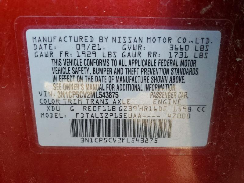 Продаж на аукціоні авто 2021 Nissan Kicks, vin: 3N1CP5CV2ML543875, номер лоту: 54483416