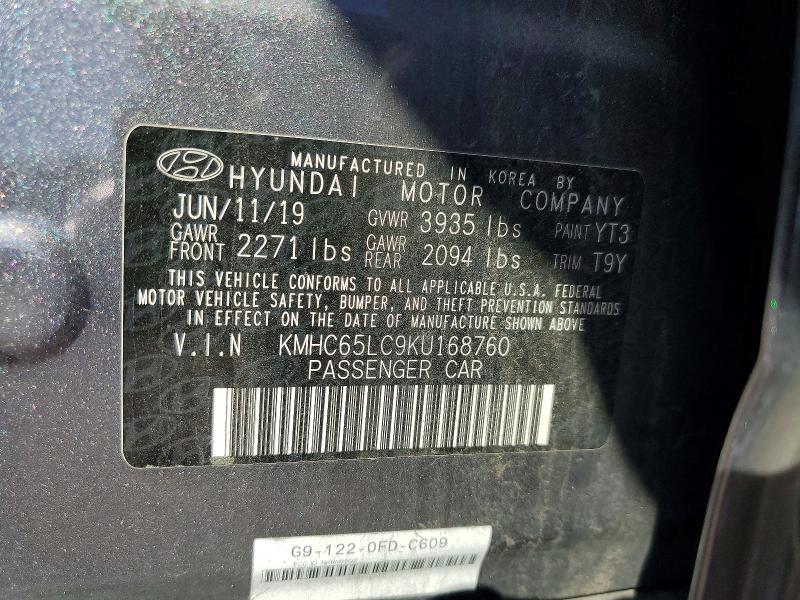 Aukcja sprzedaży 2019 Hyundai Ioniq, vin: KMHC65LC9KU168760, numer aukcji: 52371166