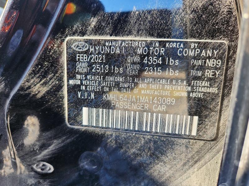 53442736 :رقم المزاد ، KMHL64JA1MA143089 vin ، 2021 Hyundai Sonata مزاد بيع
