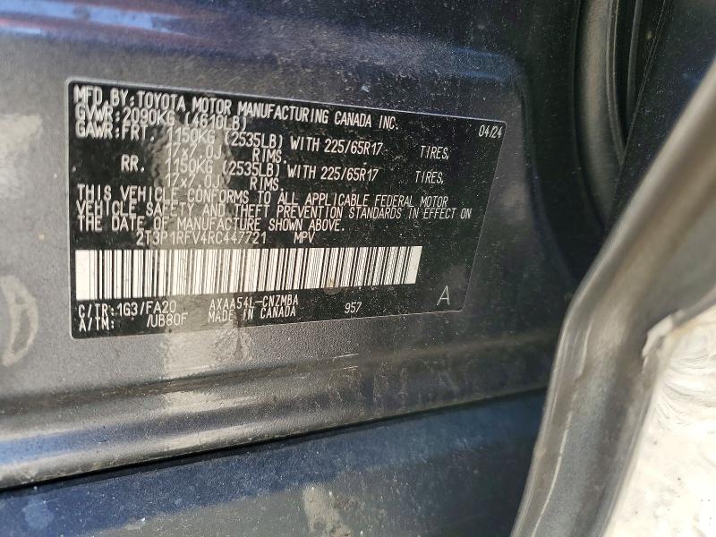 Продажа на аукционе авто 2024 Toyota Rav4, vin: 2T3P1RFV4RC447721, номер лота: 52126206