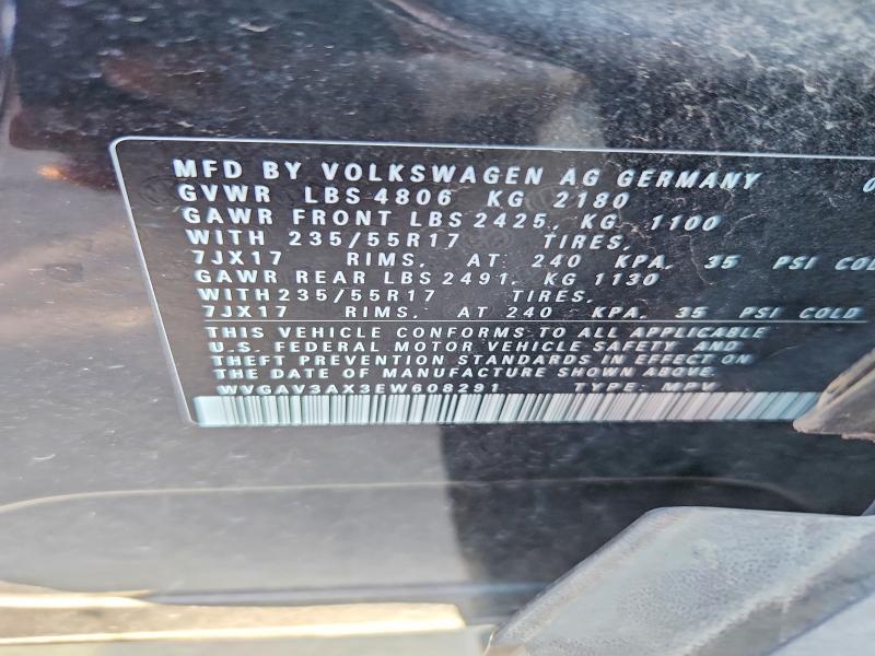 Aukcja sprzedaży 2014 Volkswagen Tiguan, vin: WVGAV3AX3EW608291, numer aukcji: 52435616