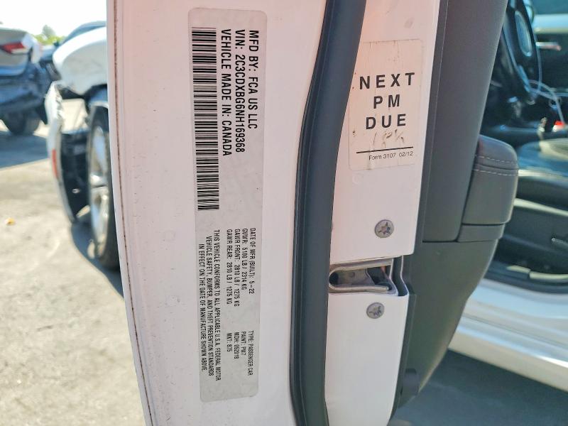 2022 Dodge Charger მანქანა იყიდება აუქციონზე, vin: 2C3CDXBG6NH169368, აუქციონის ნომერი: 52118356