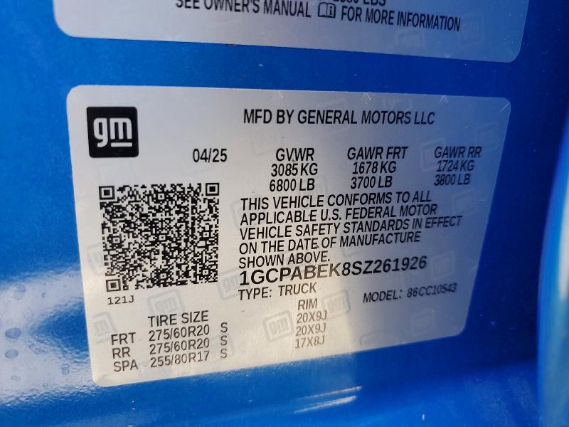 Продажа на аукционе авто 2025 Chevrolet Silverado, vin: 1GCPABEK8SZ261926, номер лота: 54634226