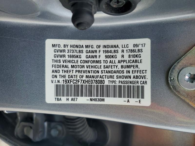 Aukcja sprzedaży 2017 Honda Civic, vin: 19XFC2F7XHE078080, numer aukcji: 52426996