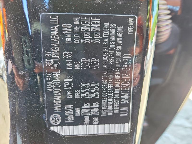 54079196 :رقم المزاد ، 5NMJE3DE1RH386910 vin ، 2024 Hyundai Tucson مزاد بيع