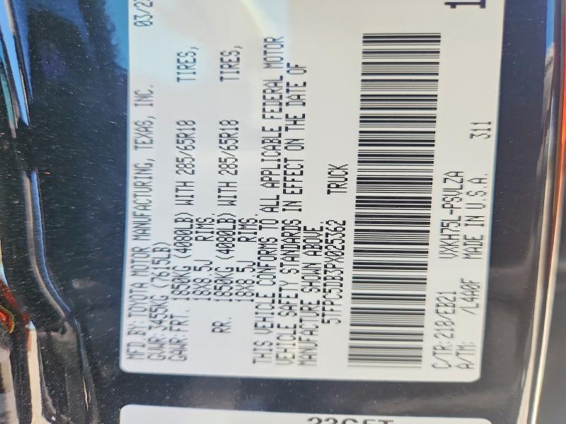 Aukcja sprzedaży 2023 Toyota Tundra, vin: 5TFPC5DB3PX025362, numer aukcji: 52918996