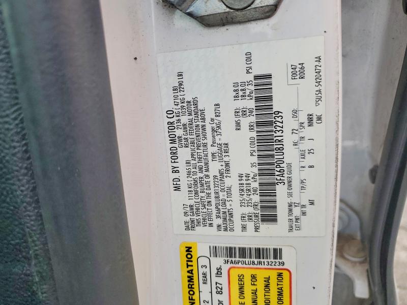 Aukcja sprzedaży 2018 Ford Fusion, vin: 3FA6P0LU8JR132239, numer aukcji: 55432346