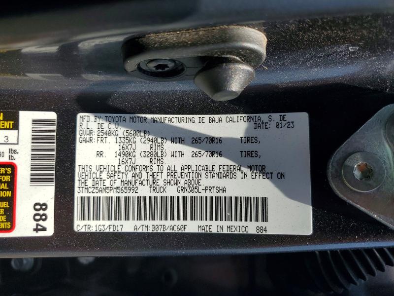 Aukcja sprzedaży 2023 Toyota Tacoma, vin: 3TMCZ5AN5PM565992, numer aukcji: 53204766