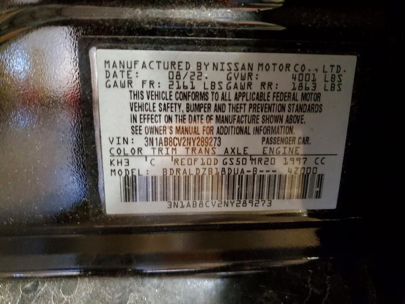 52162036 :رقم المزاد ، 3N1AB8CV2NY289273 vin ، 2022 Nissan Sentra مزاد بيع