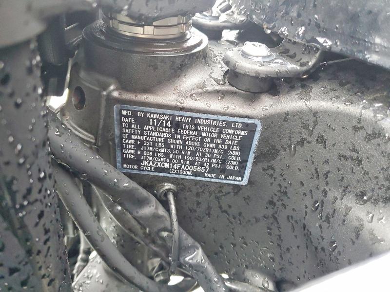54655886 :رقم المزاد ، JKAZXCM14FA005657 vin ، 2015 Kawasaki Zx1000 مزاد بيع