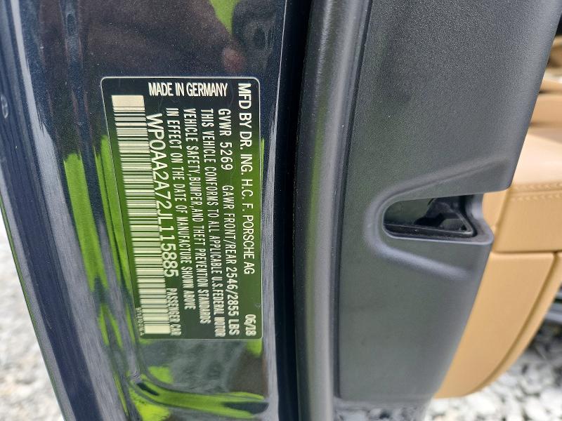 54833616 :رقم المزاد ، WP0AA2A72JL115885 vin ، 2018 Porsche Panamera مزاد بيع