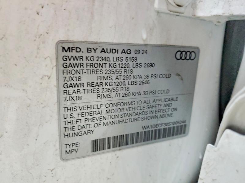 Aukcja sprzedaży 2025 Audi Q3, vin: WA1DECF30S1005244, numer aukcji: 55221166
