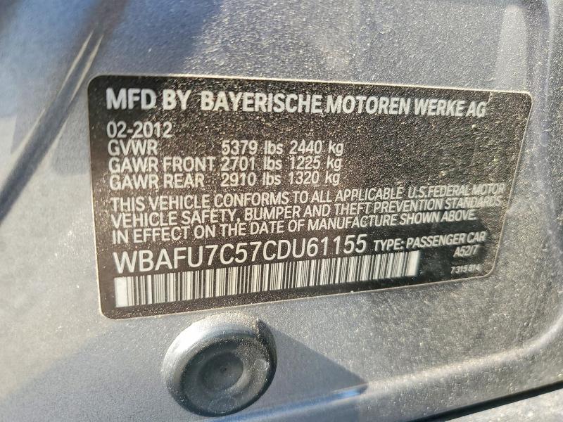Продажа на аукционе авто 2012 Bmw 535, vin: WBAFU7C57CDU61155, номер лота: 53787806