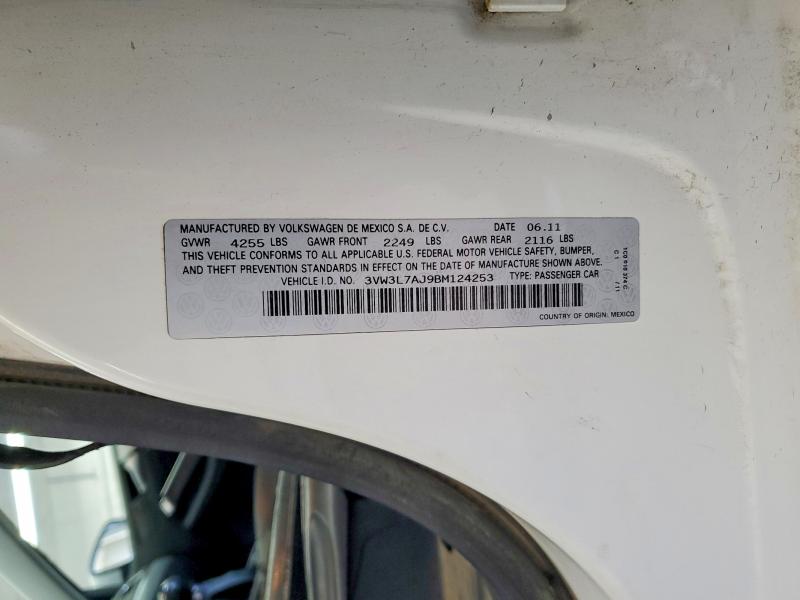 52190376 :رقم المزاد ، 3VW3L7AJ9BM124253 vin ، 2011 Volkswagen Jetta مزاد بيع
