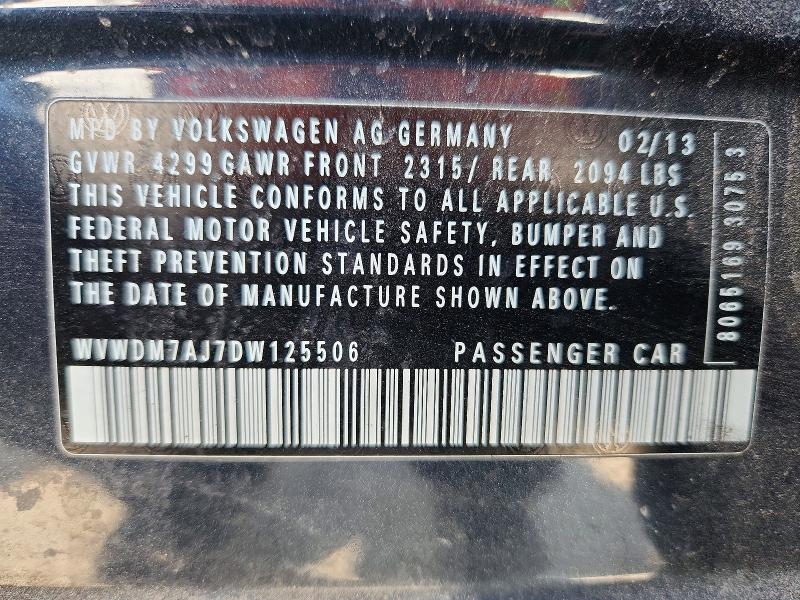 Продажа на аукционе авто 2013 Volkswagen Golf, vin: WVWDM7AJ7DW125506, номер лота: 53660096