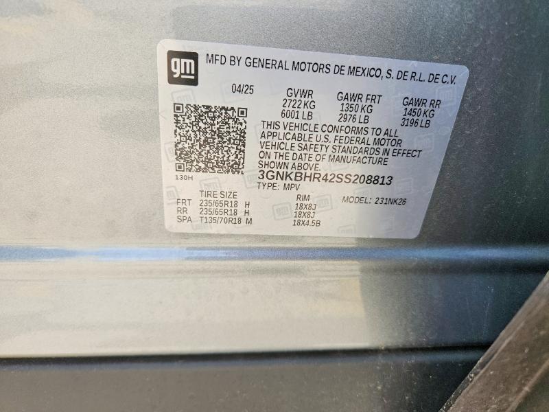 Aukcja sprzedaży 2025 Chevrolet Blazer, vin: 3GNKBHR42SS208813, numer aukcji: 53568656