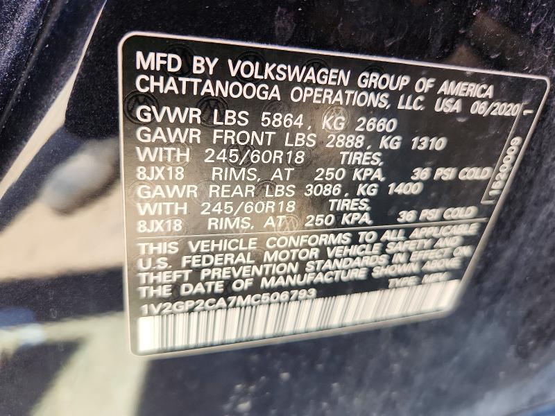 Aukcja sprzedaży 2021 Volkswagen Atlas, vin: 1V2GP2CA7MC506793, numer aukcji: 52360286