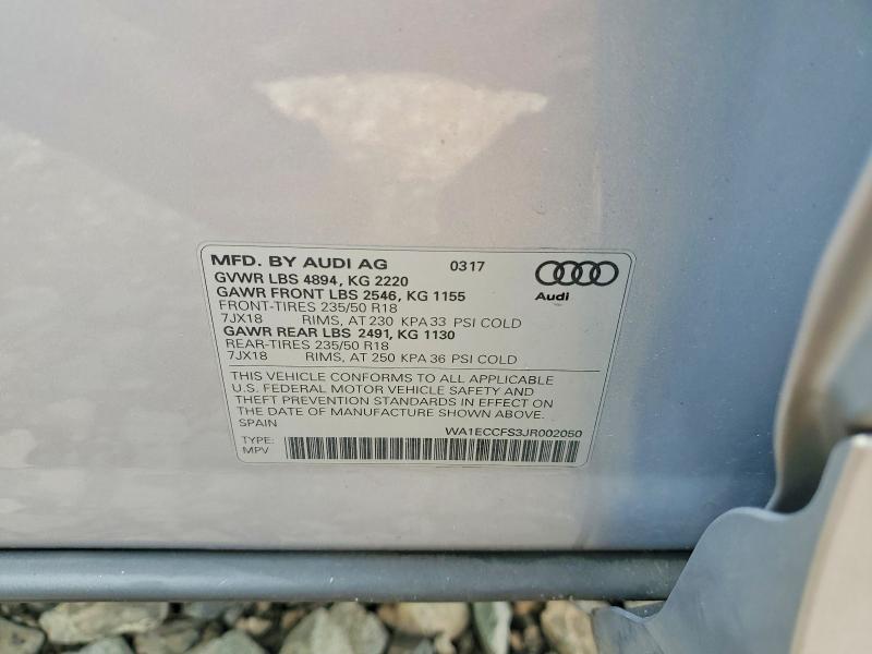 Продажа на аукционе авто 2018 Audi Q3, vin: WA1ECCFS3JR002050, номер лота: 53640036