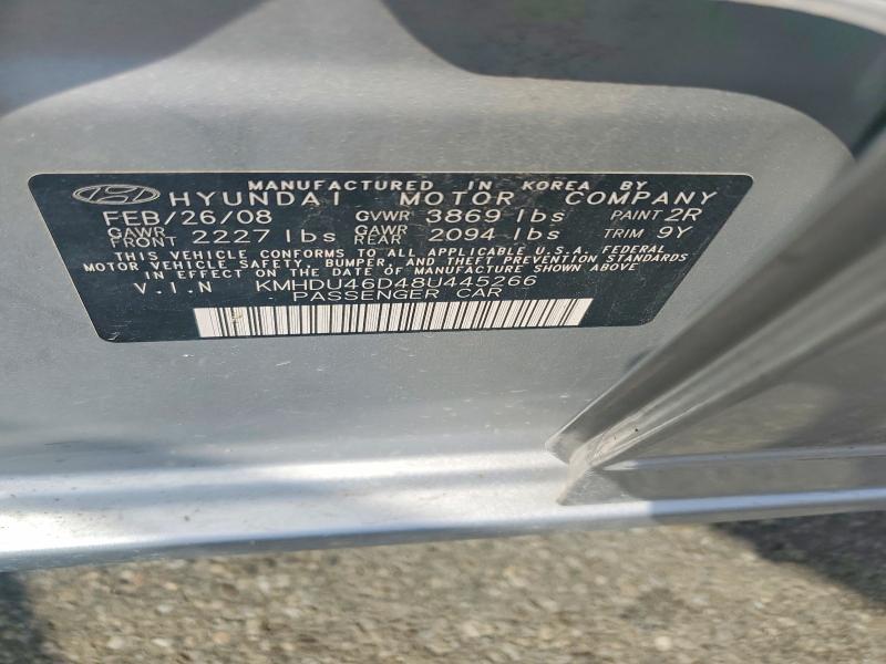 54310866 :رقم المزاد ، KMHDU46D48U445266 vin ، 2008 Hyundai Elantra مزاد بيع