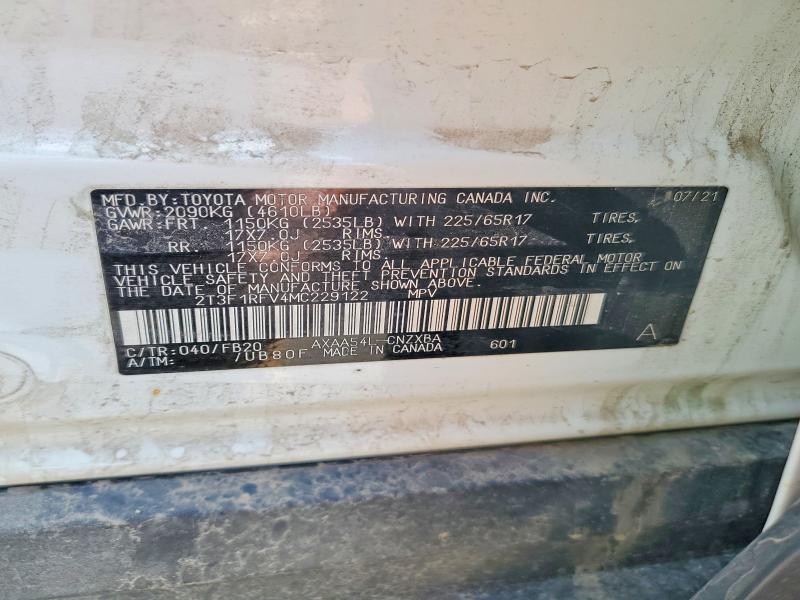 2021 Toyota Rav4 მანქანა იყიდება აუქციონზე, vin: 2T3F1RFV4MC229122, აუქციონის ნომერი: 54170146