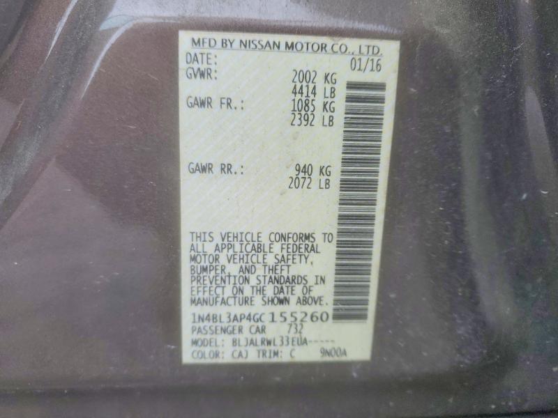 Продажа на аукционе авто 2016 Nissan Altima, vin: 1N4BL3AP4GC155260, номер лота: 54648286
