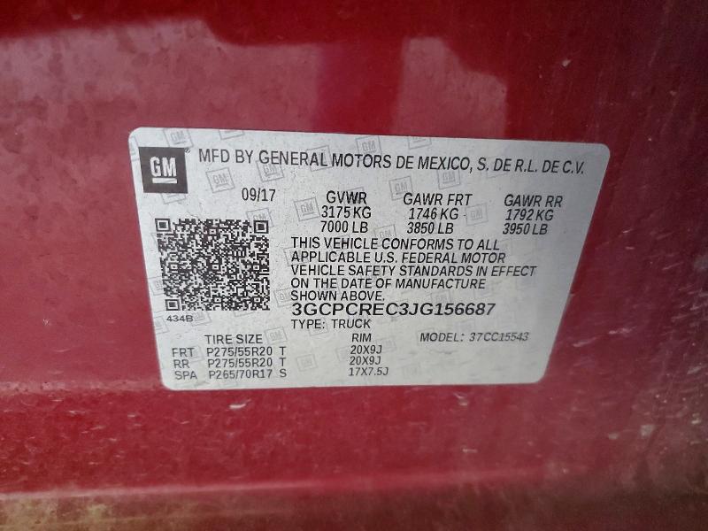 Продажа на аукционе авто 2018 Chevrolet Silverado, vin: 3GCPCREC3JG156687, номер лота: 53030416